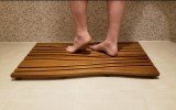 Aquatica Onde Waterproof Iroko Wood Bath Shower Floor Mat 90 1